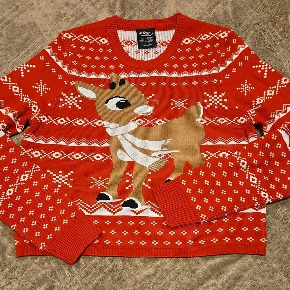 New Red Christmas Reindeer Sweater Size Small